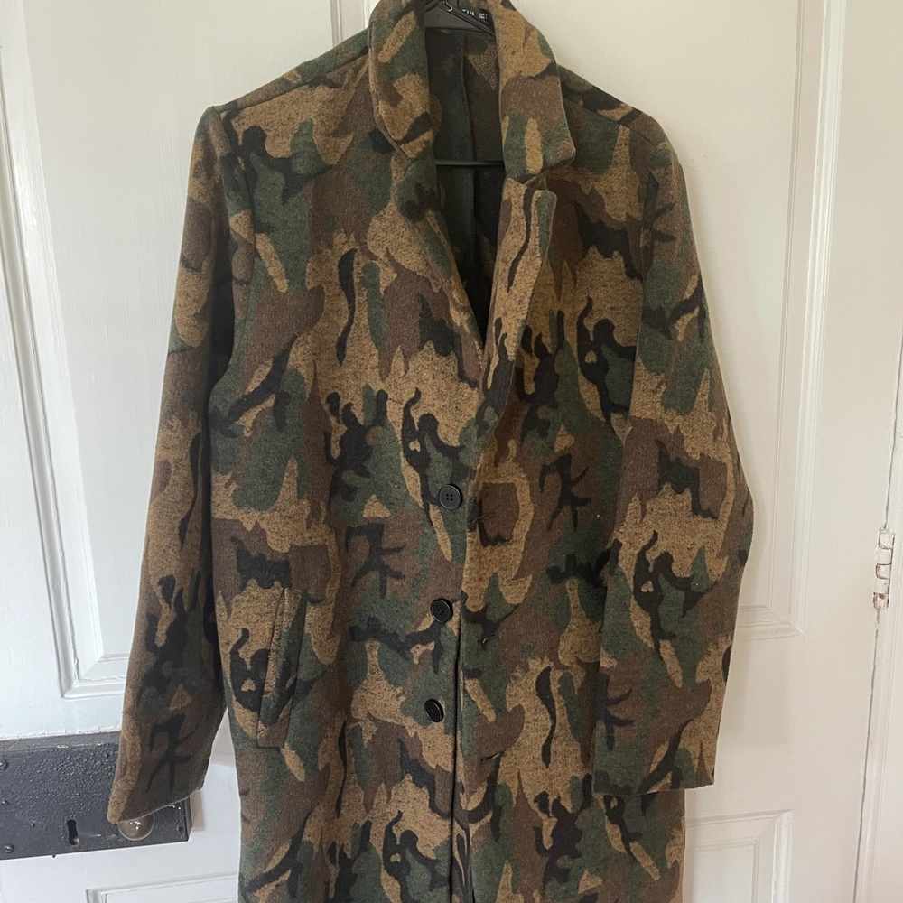 camouflage trench coat
